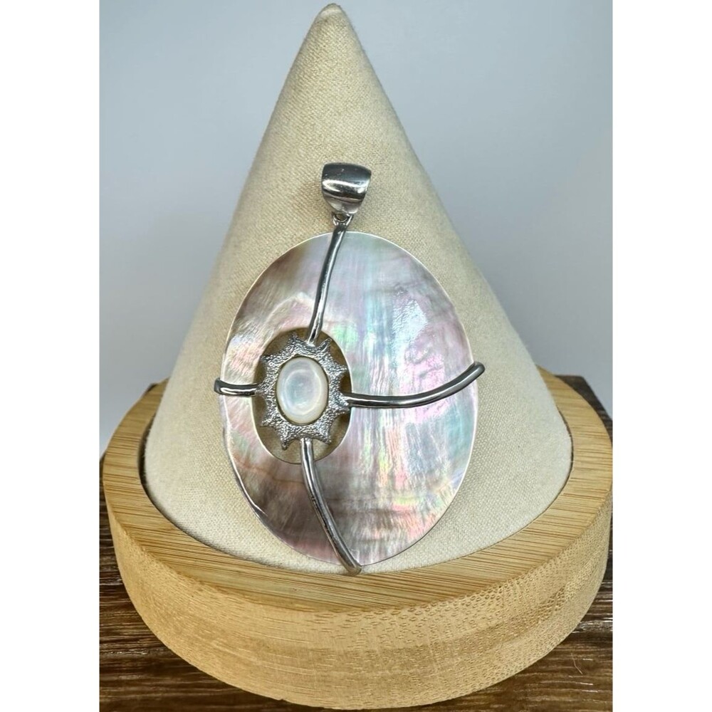 Handmade Sterling Silver Abalone with Mother of Pearl Center Pendant